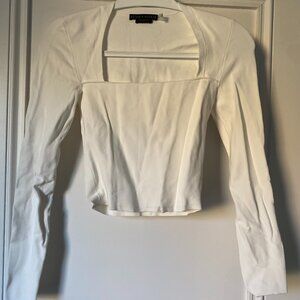 Alice and Olive White Ribbed Long Sleeve Top